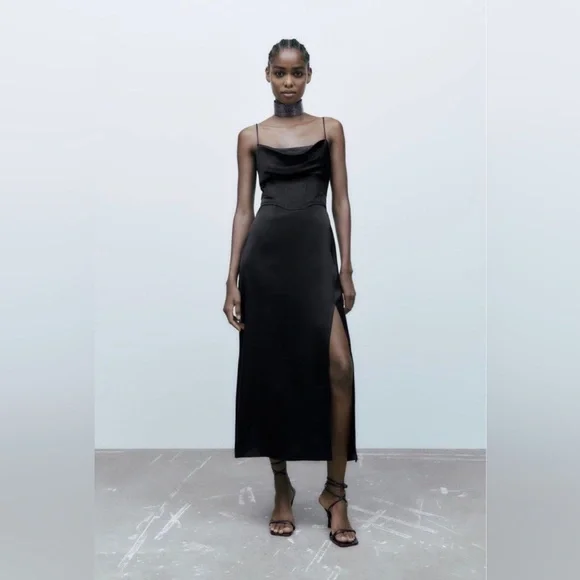Silk Zara Black Backless Satin Dress Zara Dresses Zara Satin Camisole Slip  Dress Poshmark